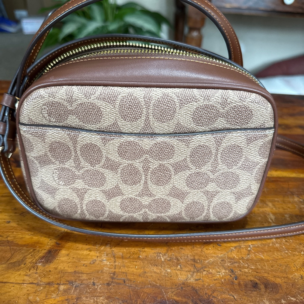 Coach Mini Jamie Signature Crossbody Bag Brown Tan NWT - Picture 3 of 9